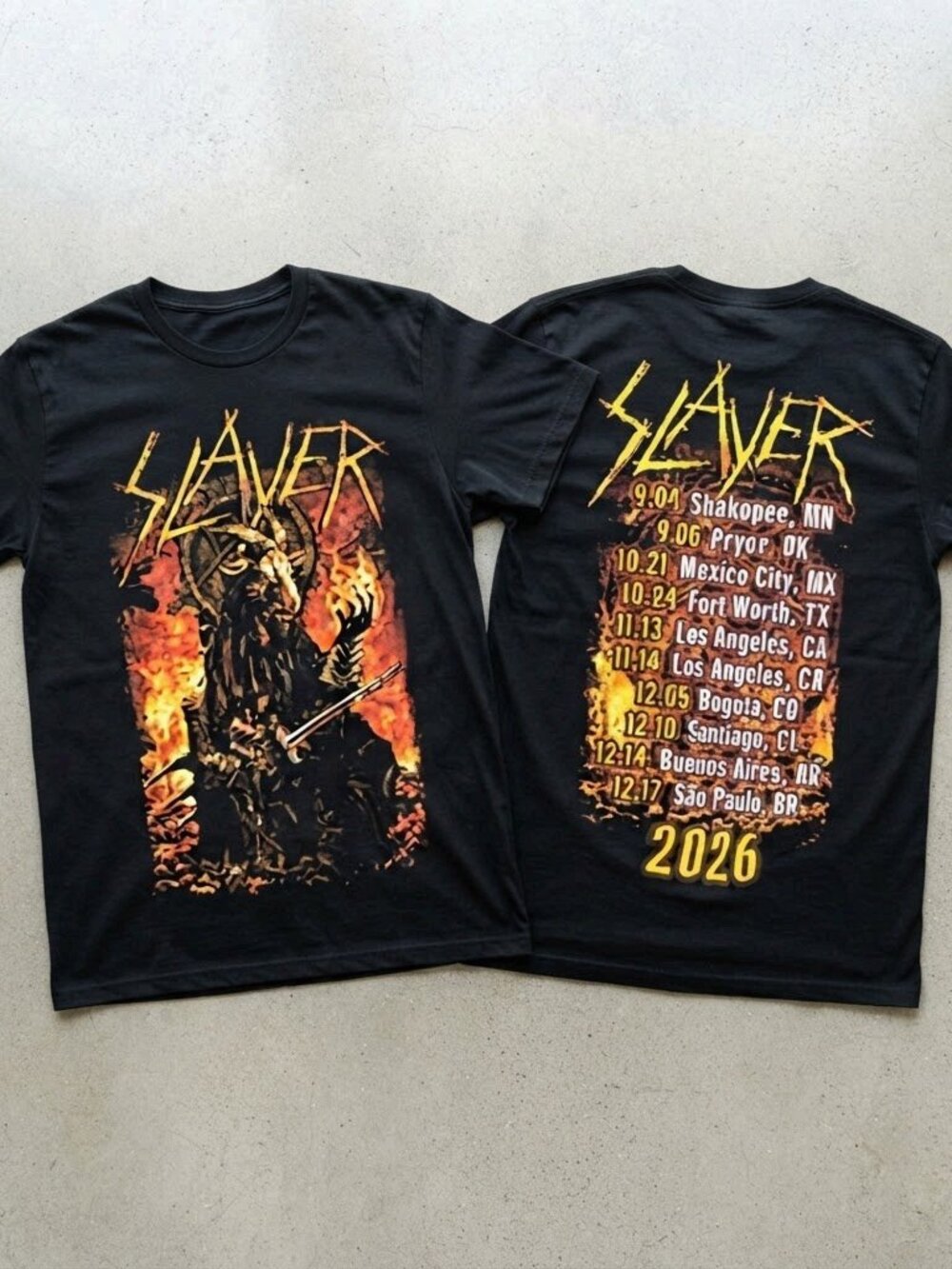 Slayer Reign In Blood Tour 2026 Black T-Shirt S-4XL